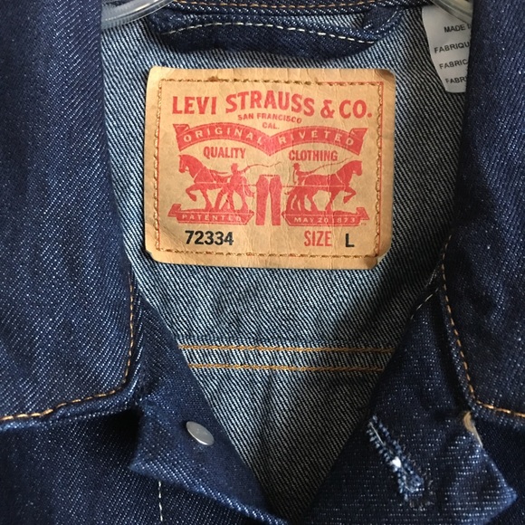 Men’s Trucker Dark Wash Levis Denim Jacket SZ L - Picture 5 of 8